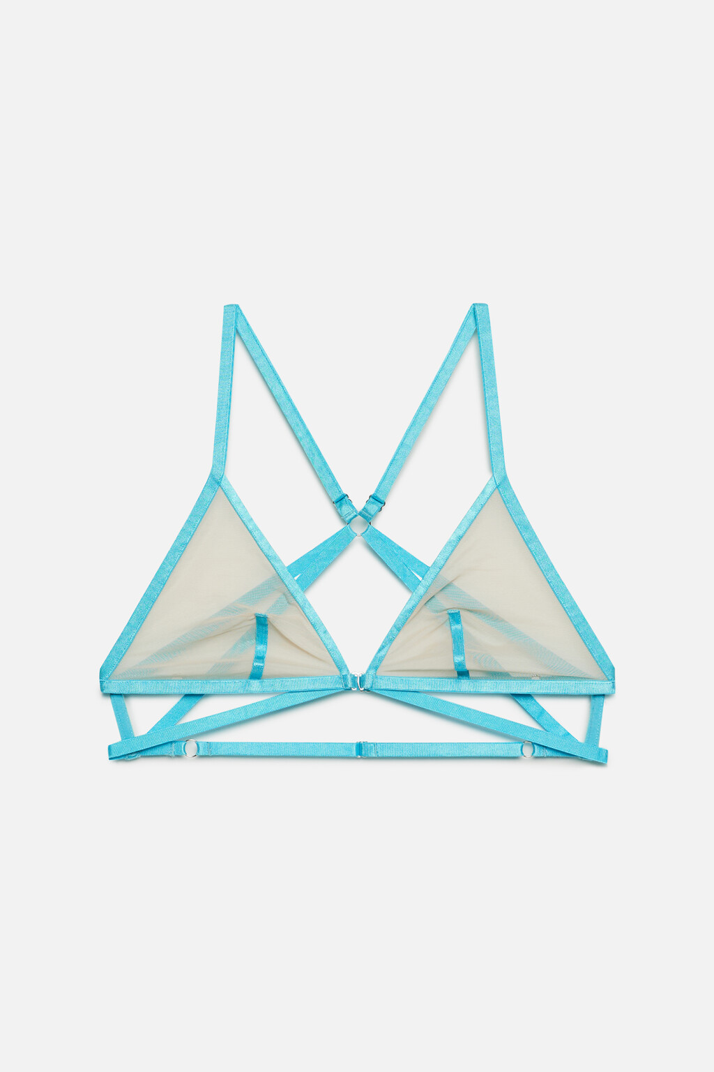 Бюстгальтер-бралетт сетчатый с перекрестными бретелями - цвет голубой - 4