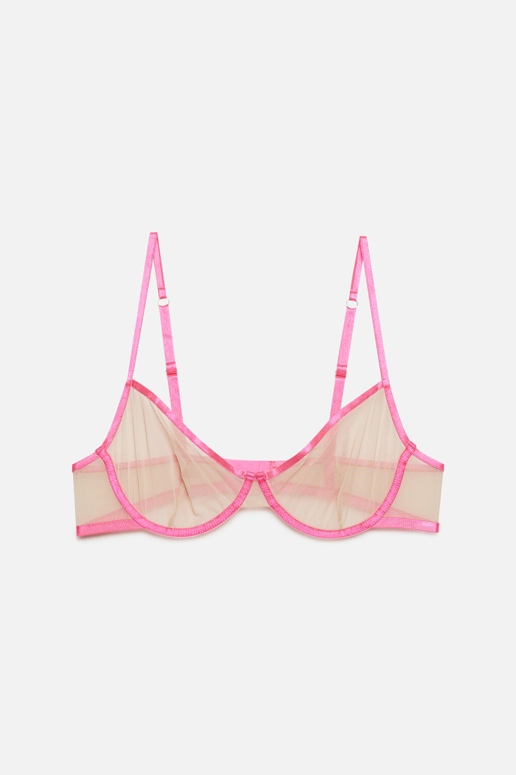 Бюстгальтер-бра сетчатый с контрастной отделкой - цвет розовый - 4