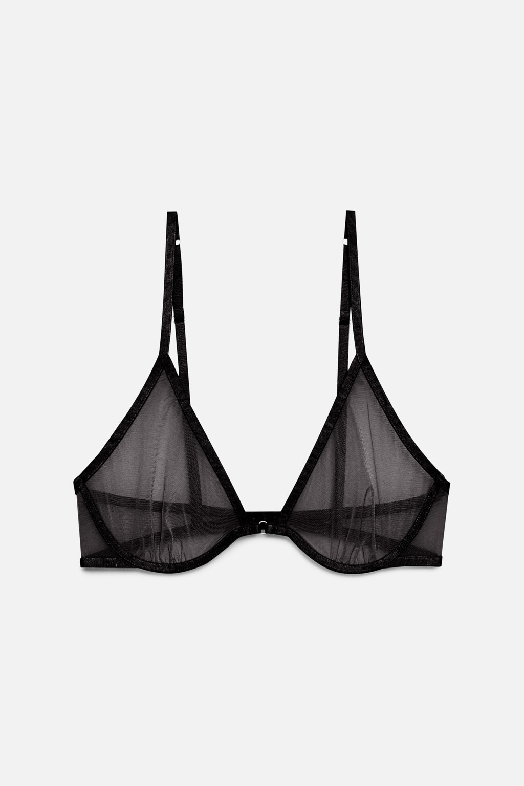 Бюстгальтер-бра сетчатый на тонких бретельках - цвет черный - 4