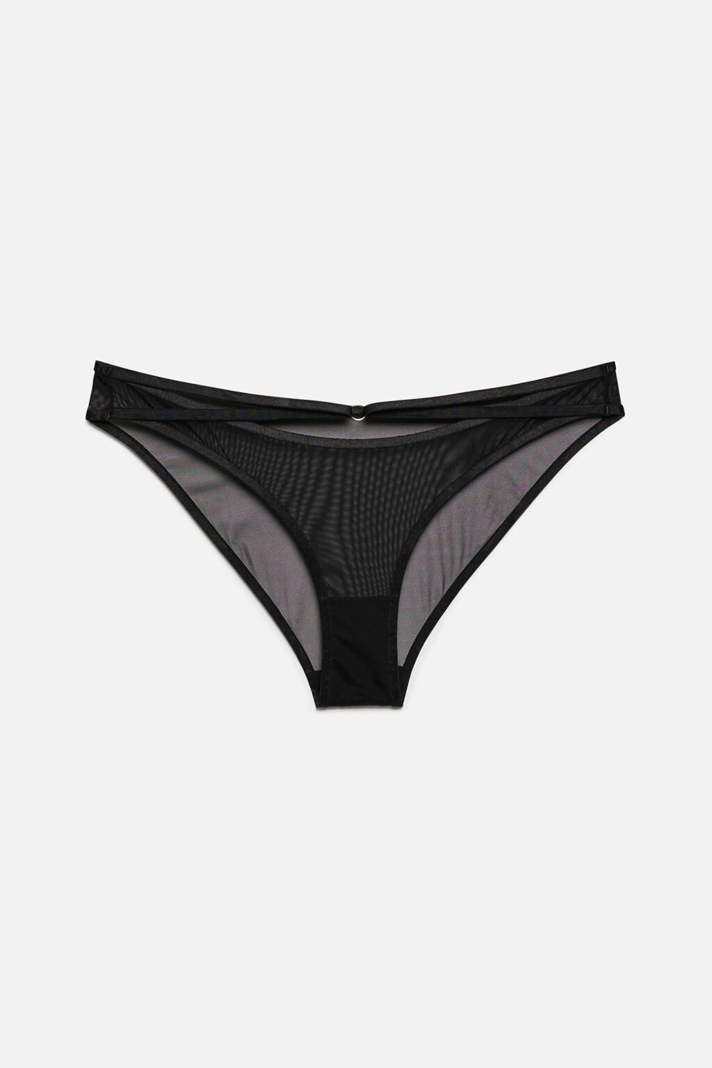 Трусики-слипы сетчатые со стрепами по бокам - цвет черный - 4