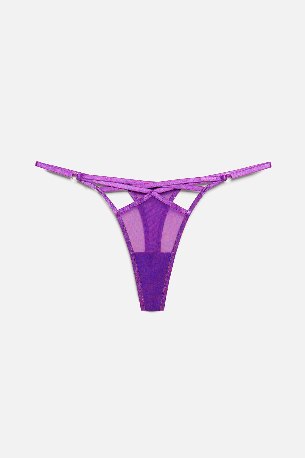 Трусики-стринги сетчатые с перекрестными стрепами - цвет фиолетовый - 4