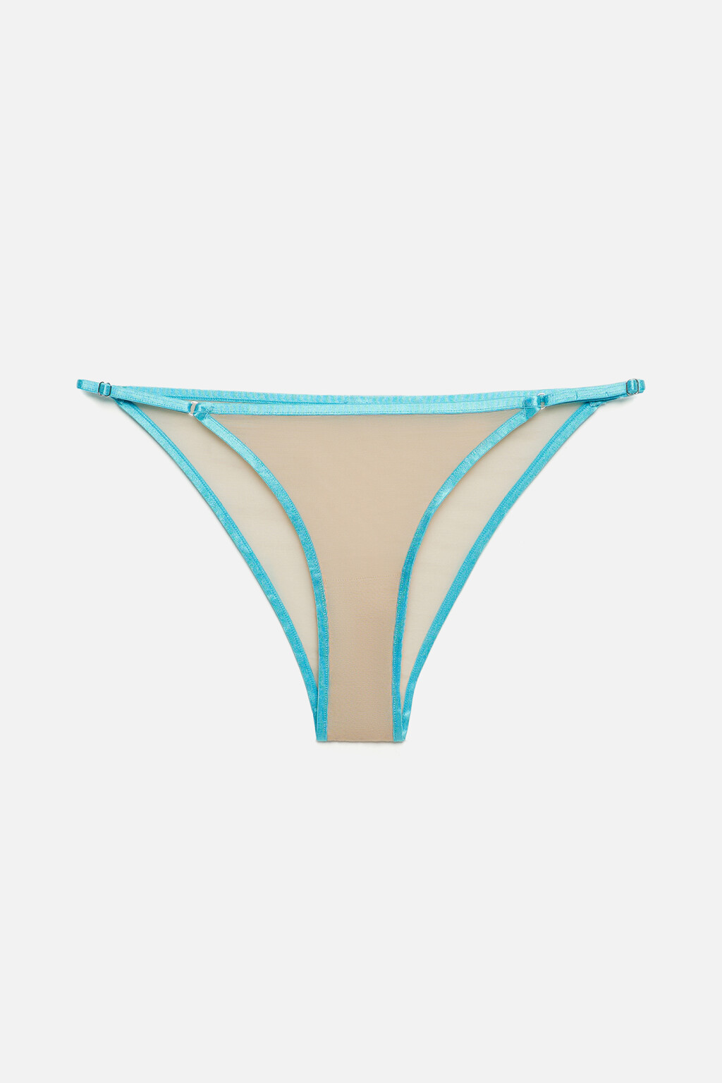 Трусики-слипы сетчатые со стрепами по бокам - цвет голубой - 4