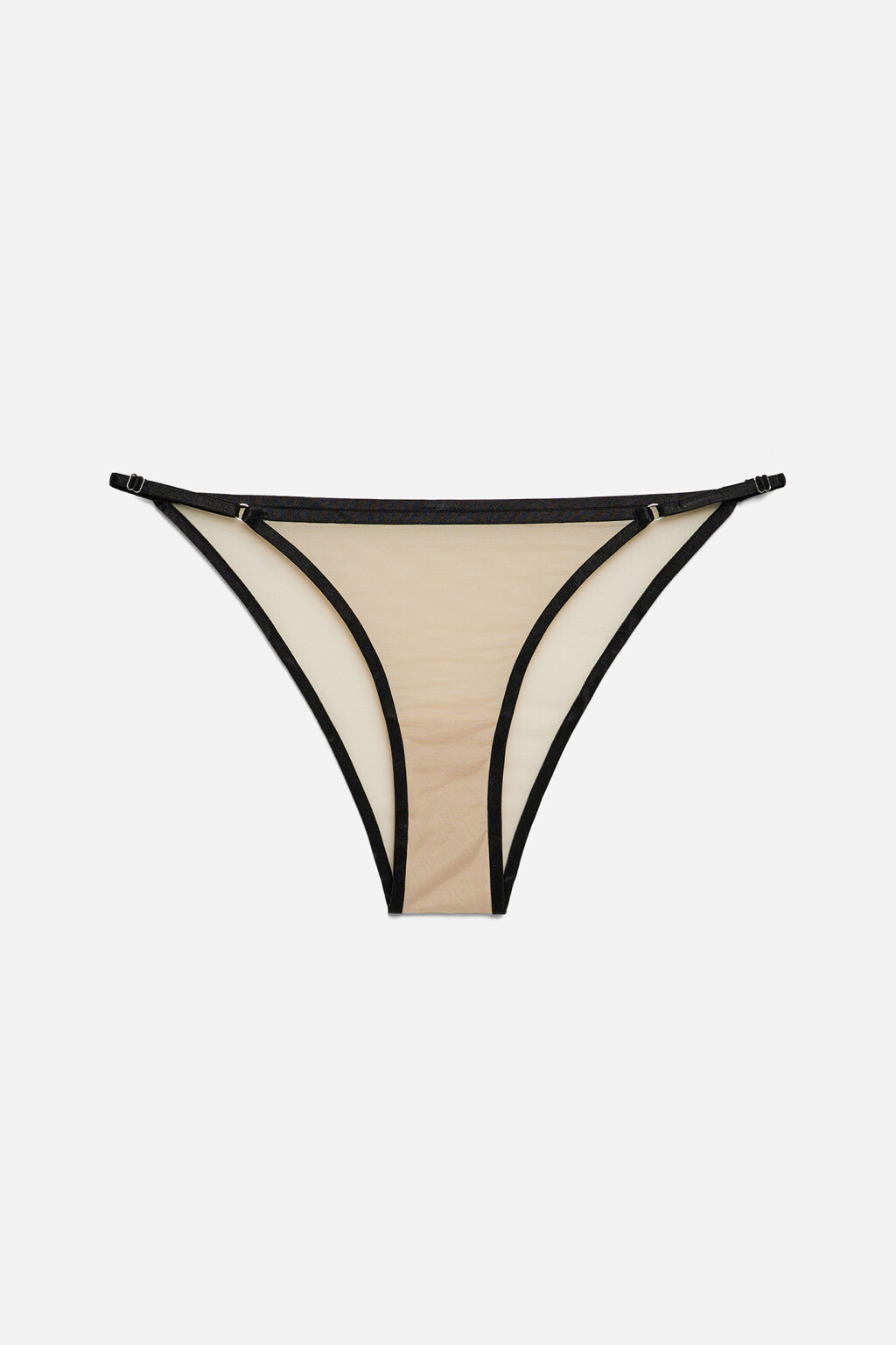 Трусики-слипы сетчатые со стрепами по бокам - цвет бежевый - 4