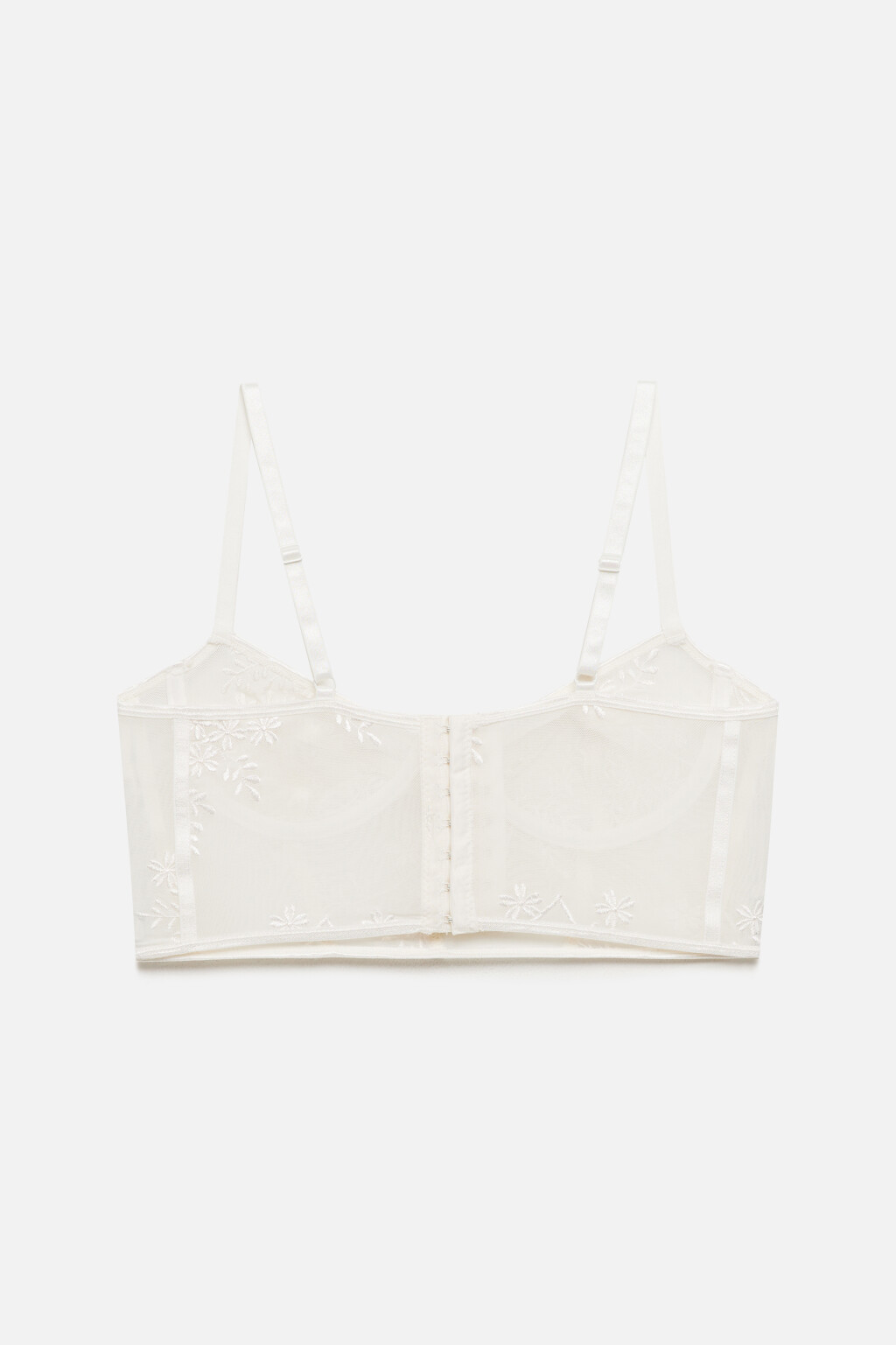 Бюстгальтер-корсет сетчатый с вышивкой - цвет белый - 7