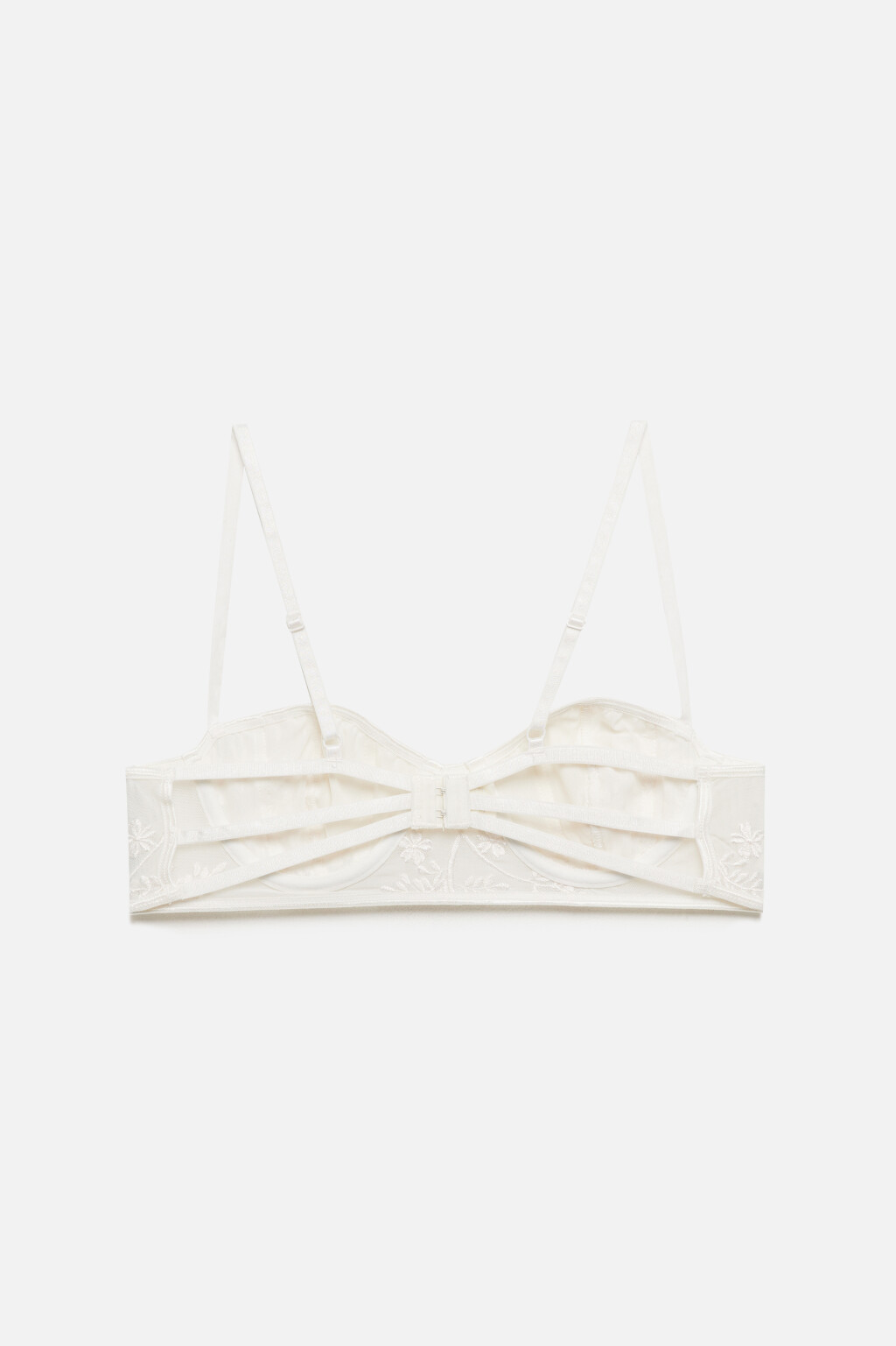 Бюстгальтер-бра сетчатый с вышивкой - цвет белый - 7