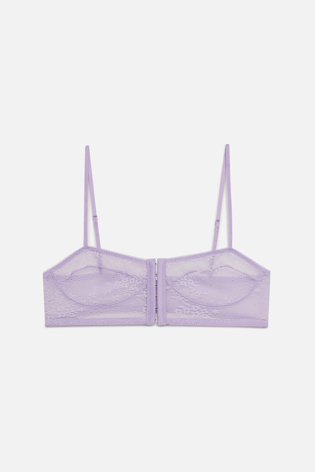 Бюстгальтер-балконет сетчатый с цветочной вышивкой - цвет сиреневый - 5
