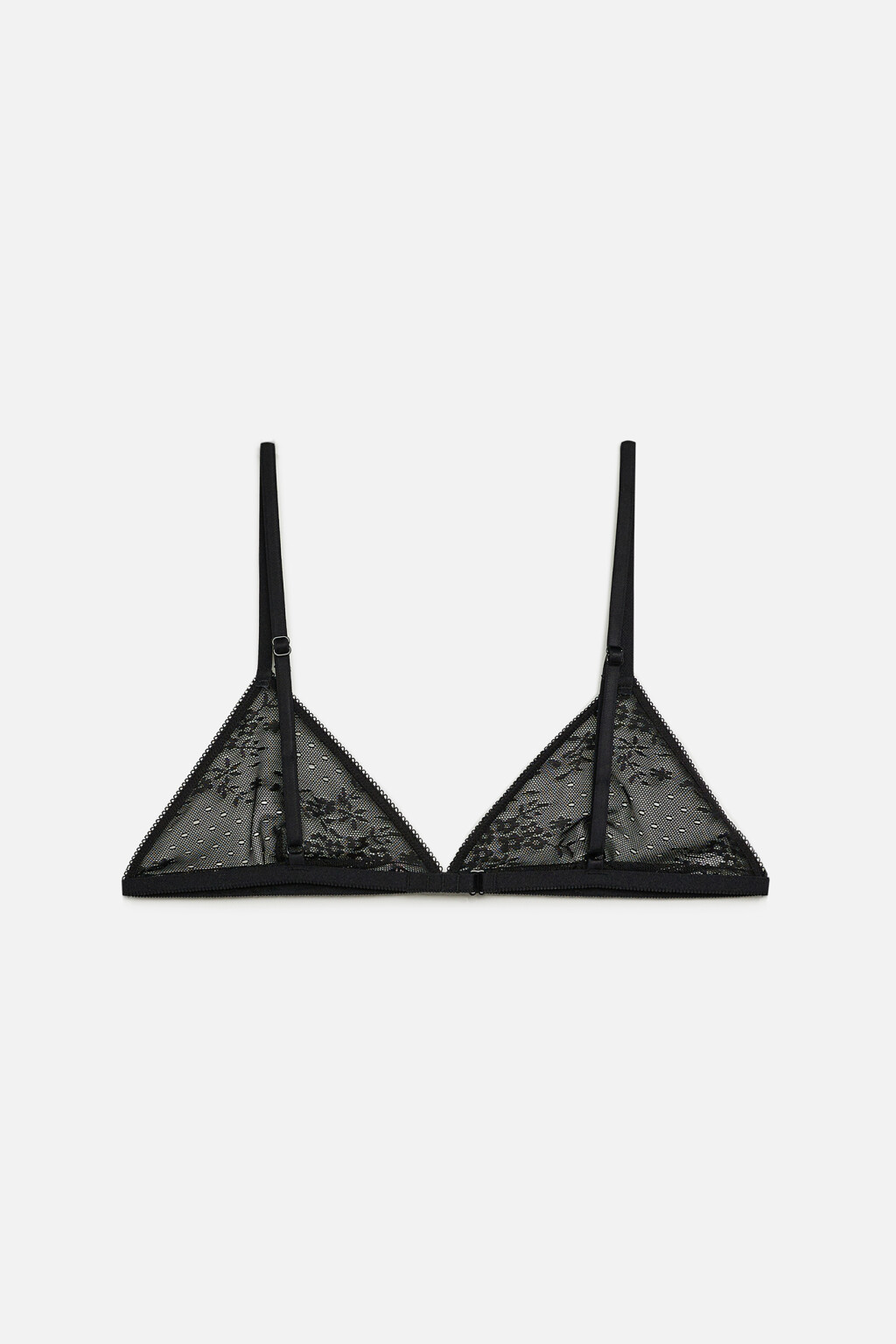 Бюстгальтер-бралетт без косточек сетчатый с вышивкой - цвет черный - 6