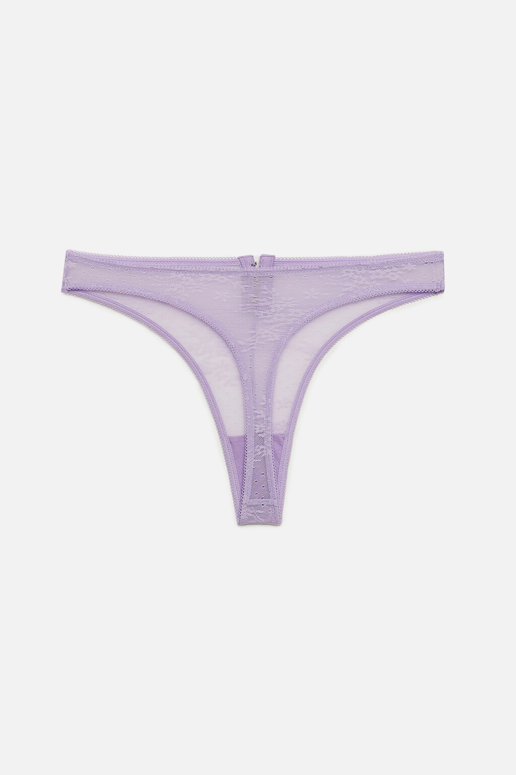 Трусики-стринги высокие сетчатые с вышивкой и застежкой - цвет сиреневый - 5