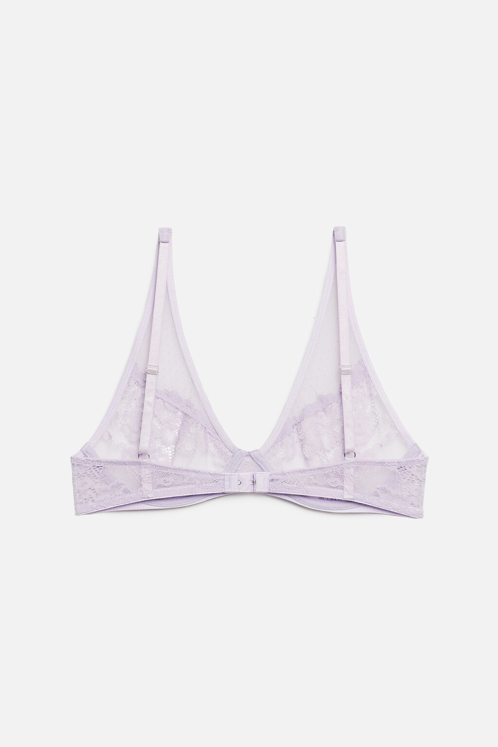 Бюстгальтер-бра кружевной с сеткой в горошек - цвет сиреневый - 5