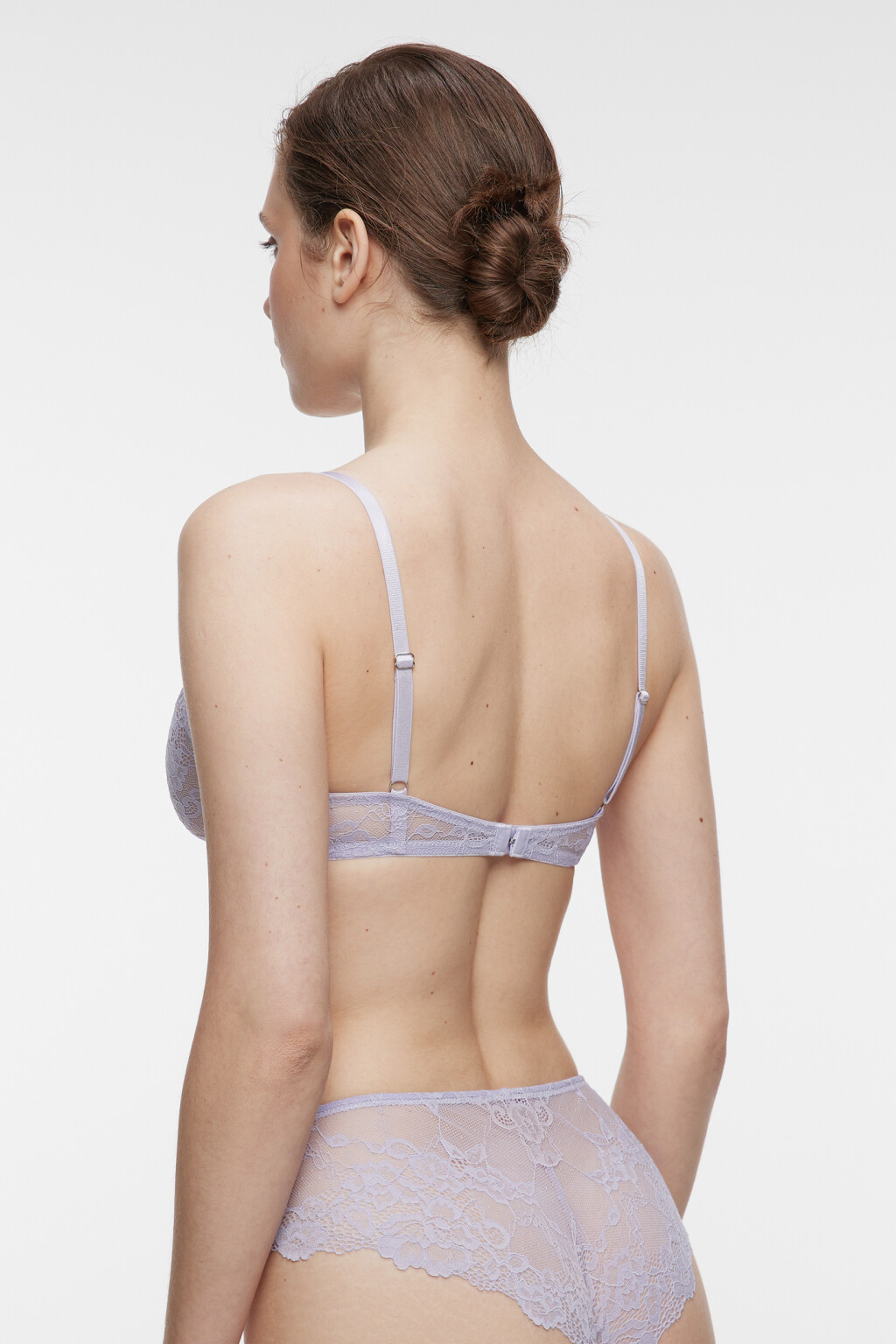 Бюстгальтер-бра кружевной с сеткой в горошек - цвет сиреневый - 2