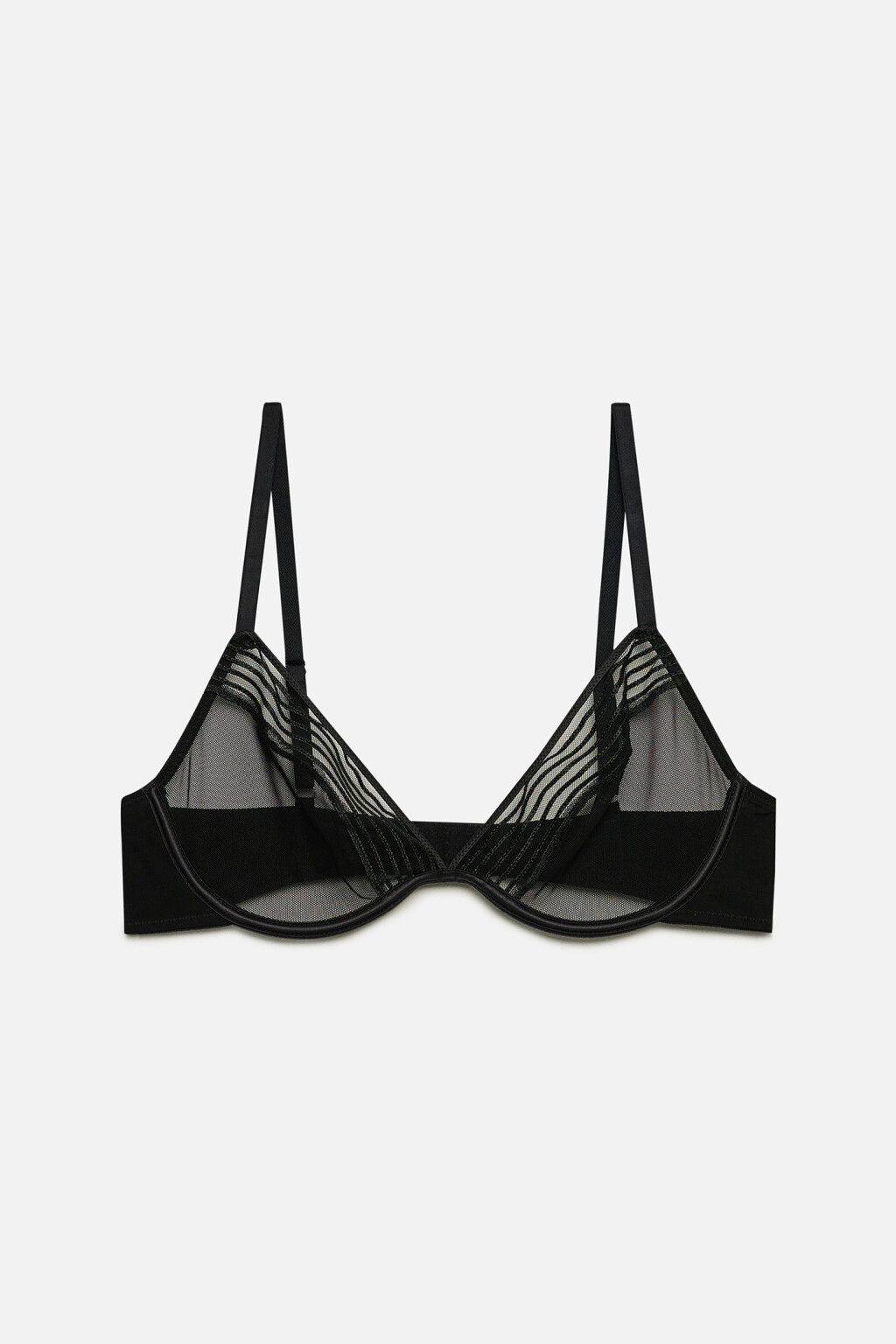 Бюстгальтер-бра сетчатый с сатиновой отделкой - цвет черный - 5
