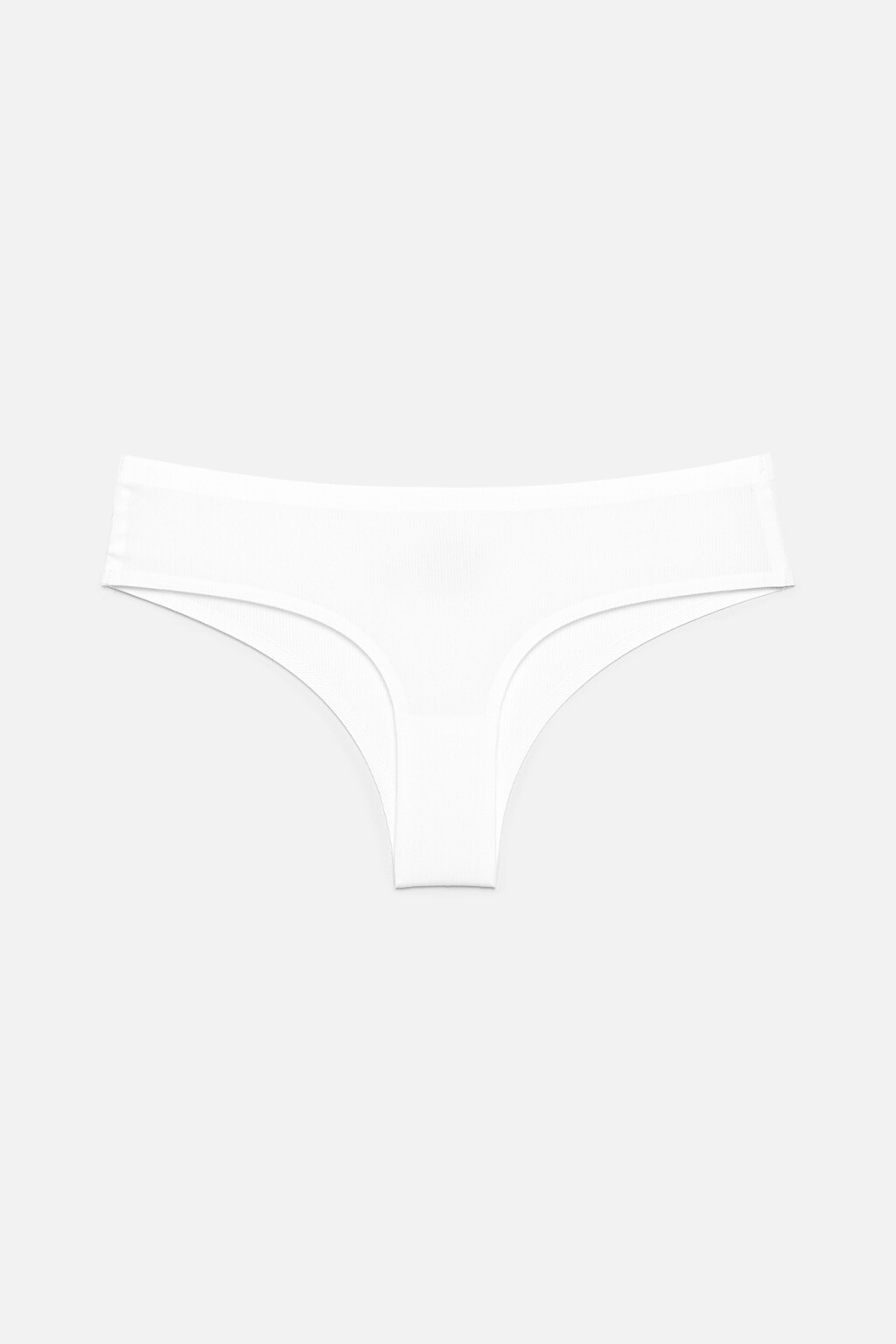 Трусики-танга спортивные бесшовные в рубчик - цвет белый - 4