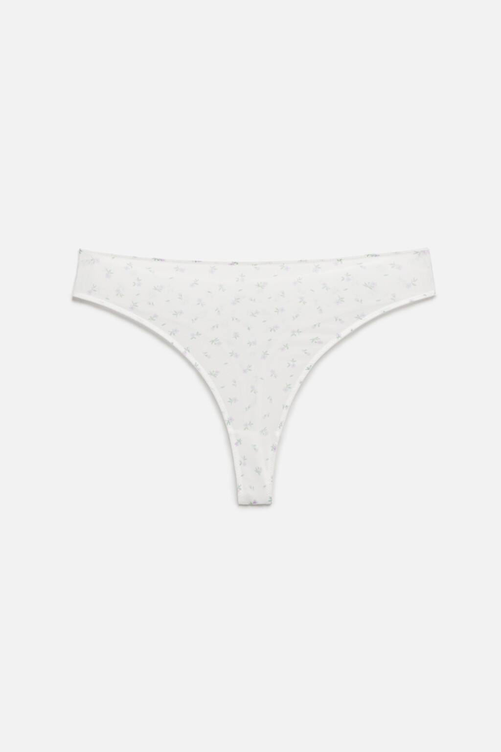 Трусики-стринги сетчатые с высокой посадкой и принтом - цвет белый - 4