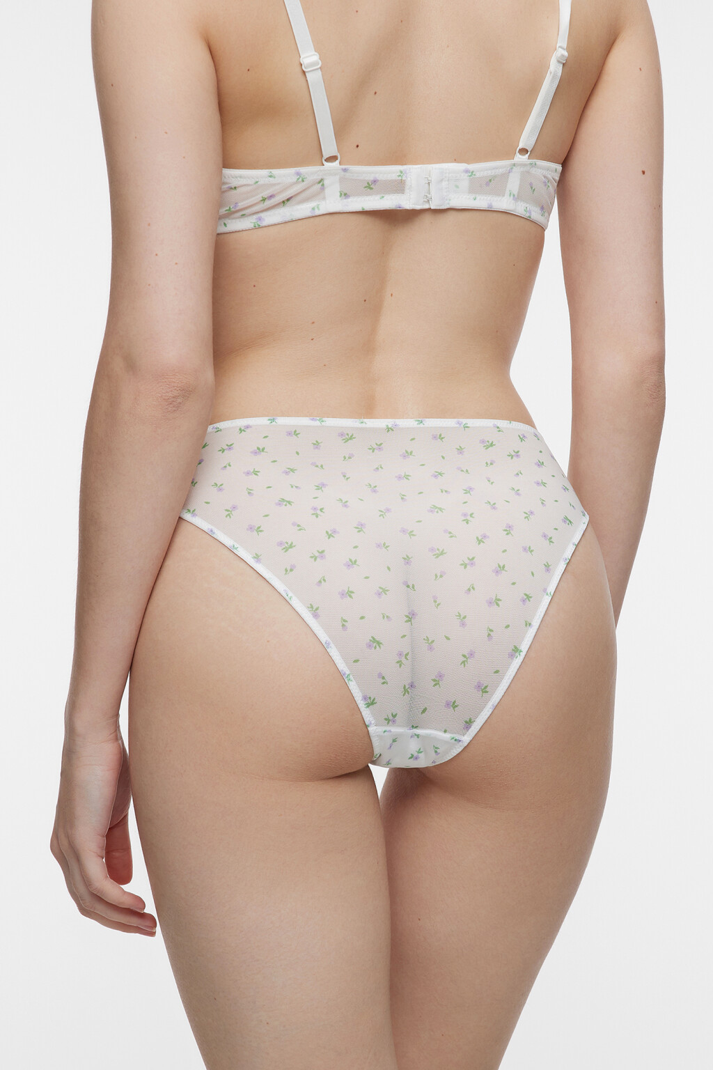 Трусики-слипы сетчатые с цветочным принтом - цвет белый - 2