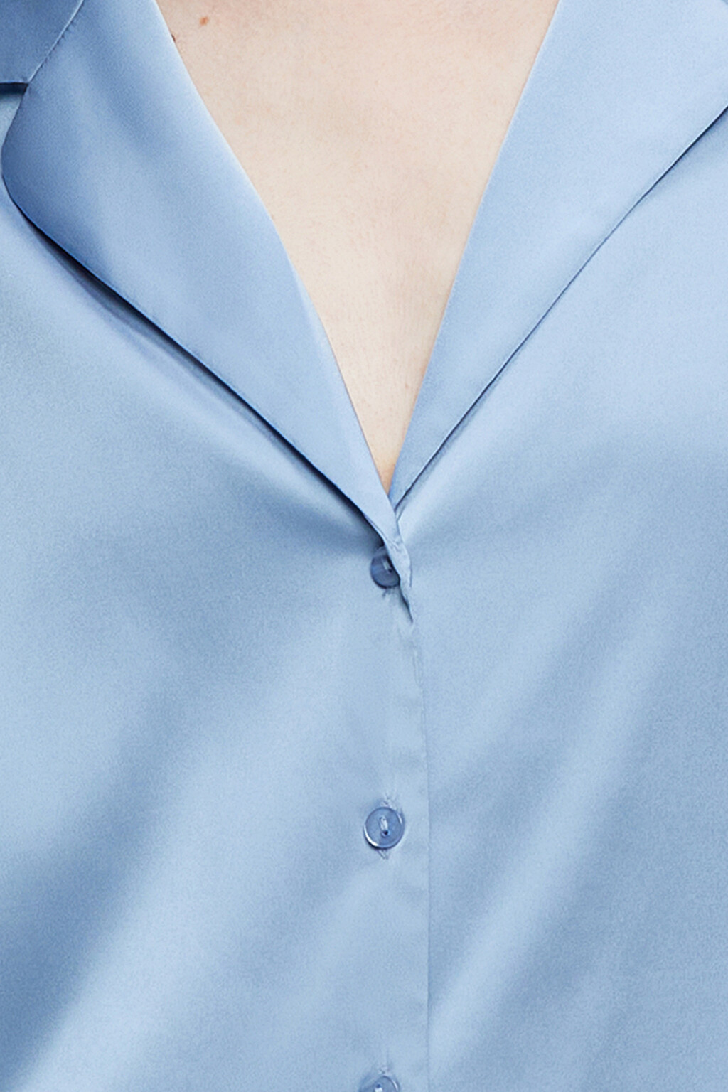 Блузка-рубашка oversize домашняя с коротким рукавом - цвет синий - 5