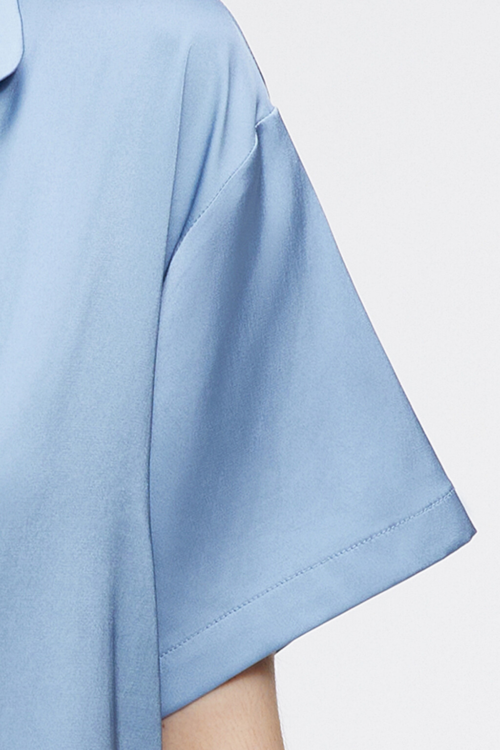 Блузка-рубашка oversize домашняя с коротким рукавом - цвет синий - 6