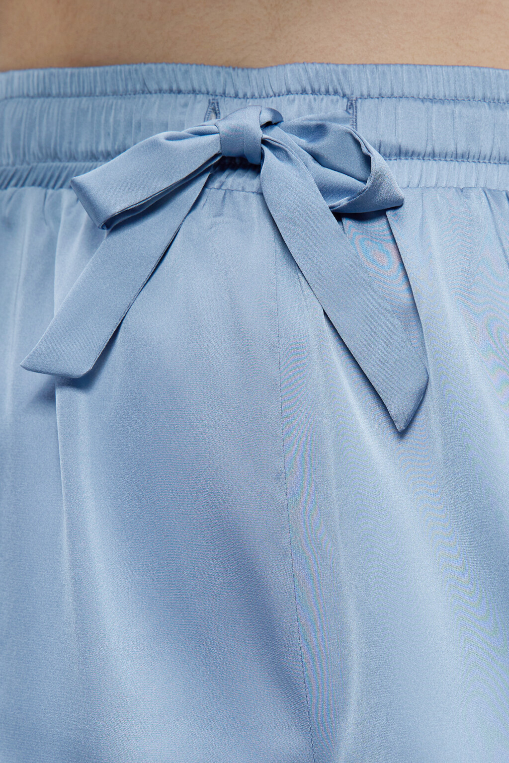 Шорты А-силуэта мини домашние с поясом на завязках - цвет синий - 5