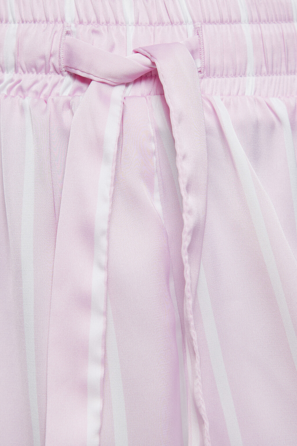 Шорты А-силуэта мини домашние с поясом на завязках - цвет розовый - 5