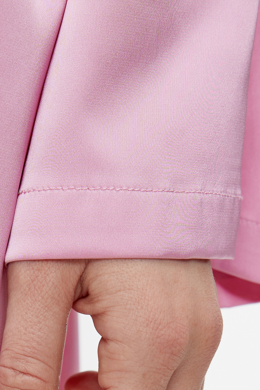 Халат мини домашний атласный на запах с поясом - цвет розовый - 6