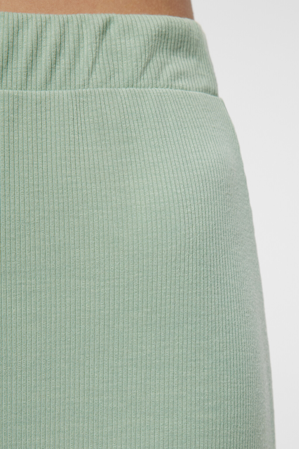 Брюки домашние широкие в рубчик с поясом на резинке - цвет зеленый - 5