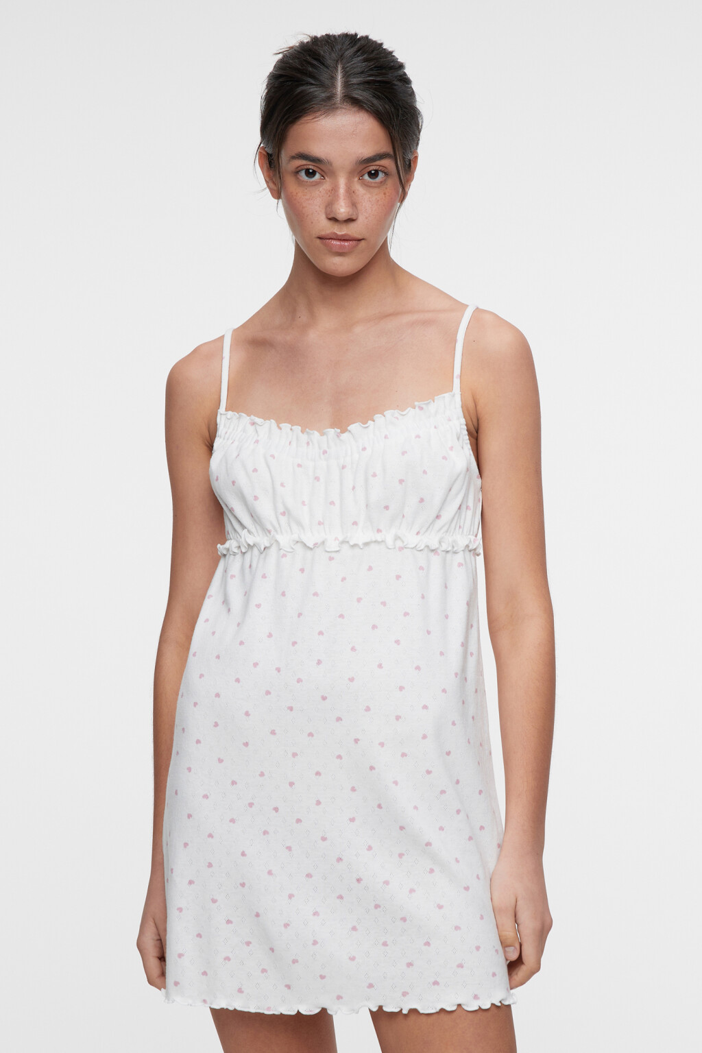 Комбинация домашняя хлопковая с волнистыми краями - цвет розовый - 2