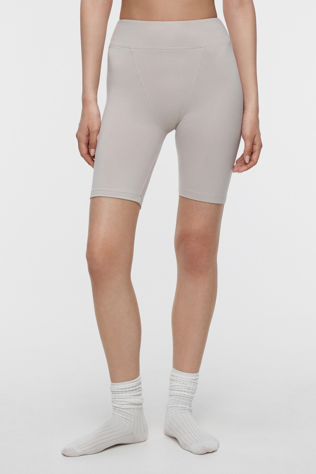 Шорты-велосипедки спортивные с высокой посадкой - цвет коричневый - 1