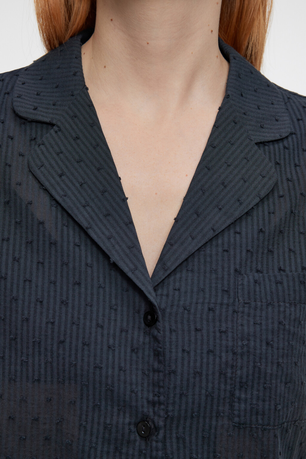 Блузка-рубашка домашняя хлопковая с коротким рукавом - цвет черный - 6