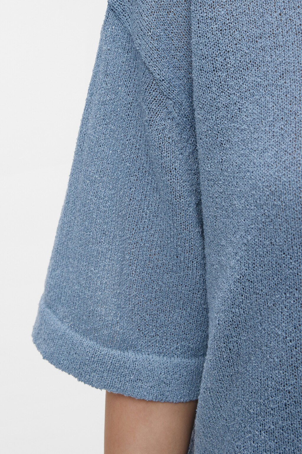 Футболка oversize домашняя однотонная тонкой вязки - цвет синий - 5