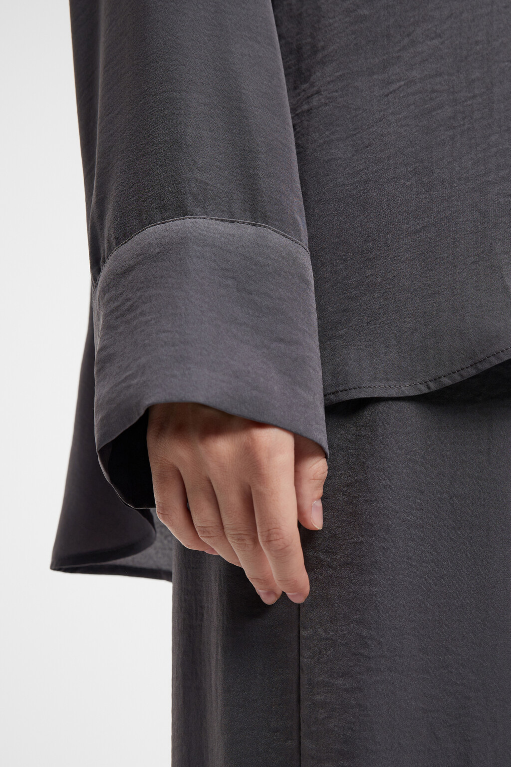 Блузка-рубашка oversize домашняя с длинными рукавами - цвет серый - 7