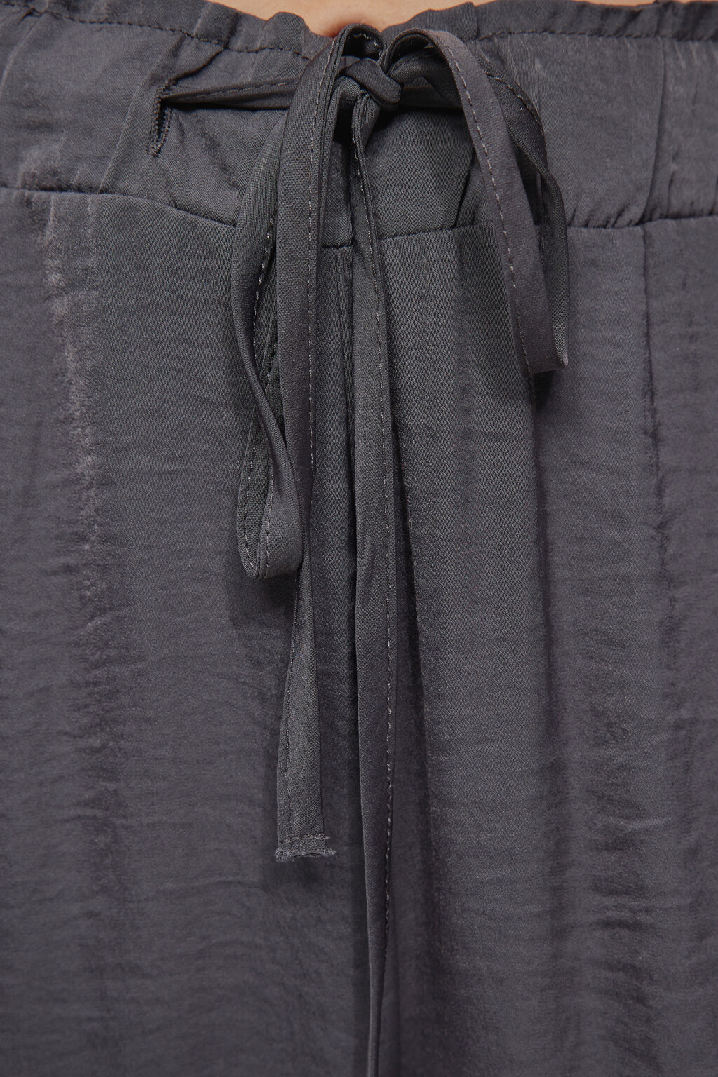 Брюки широкие домашние с поясом на завязках - цвет серый - 5