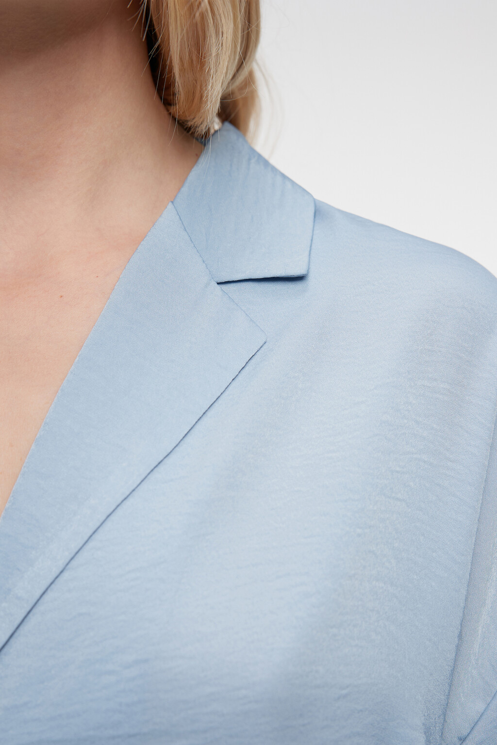 Блузка-рубашка oversize домашняя с короткими рукавами - цвет синий - 6