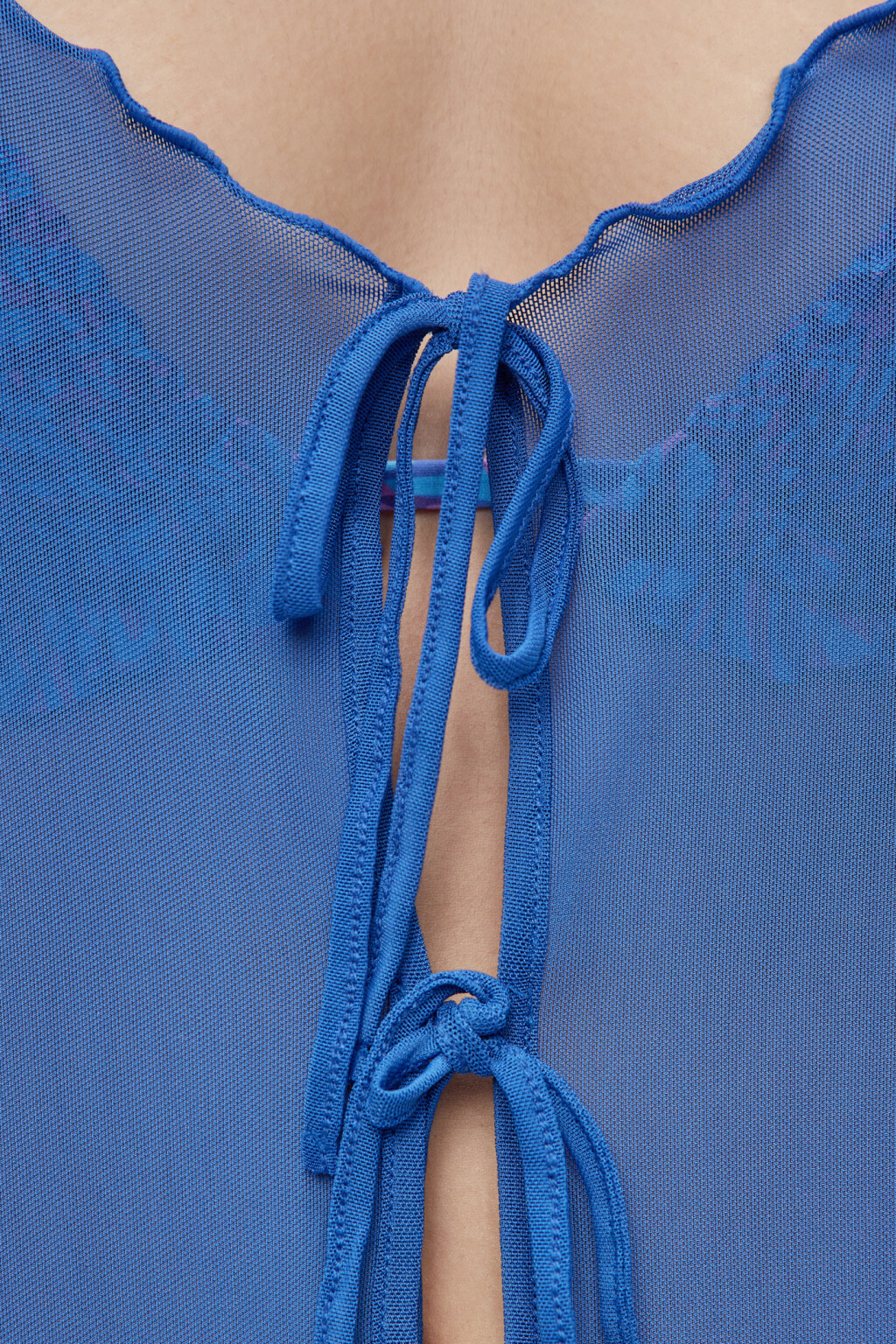 Туника пляжная с оборками и завязками - цвет синий - 6