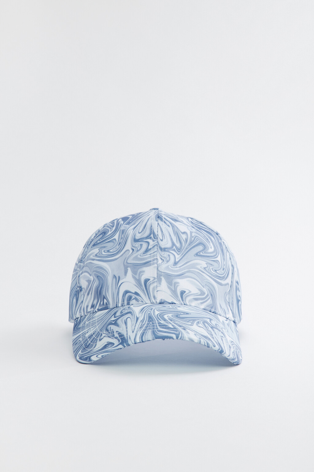 Бейсболка с длинным козырьком и акварельным принтом - цвет голубой - 1