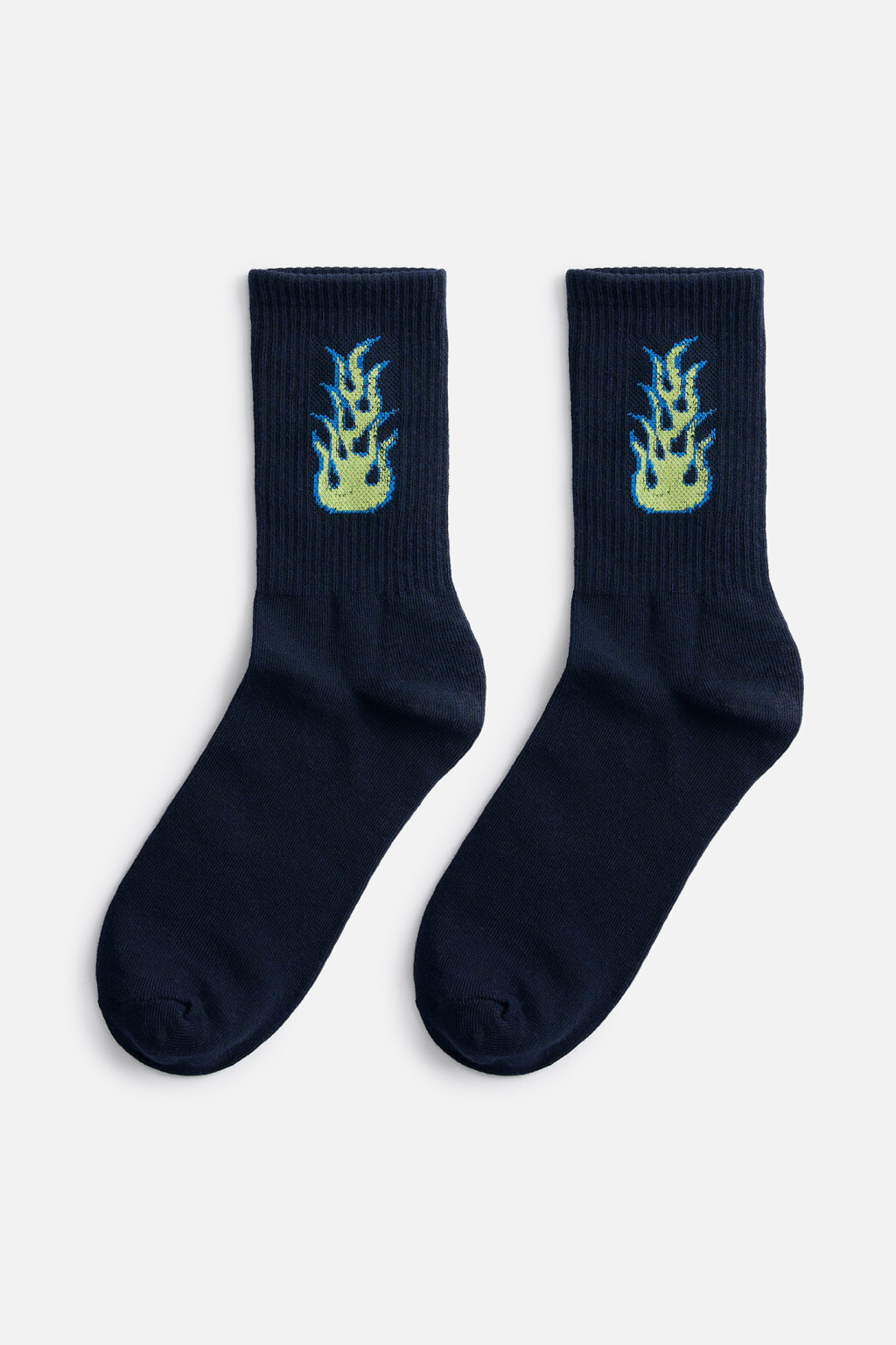 Носки высокие хлопковые с принтом - цвет черный - 1