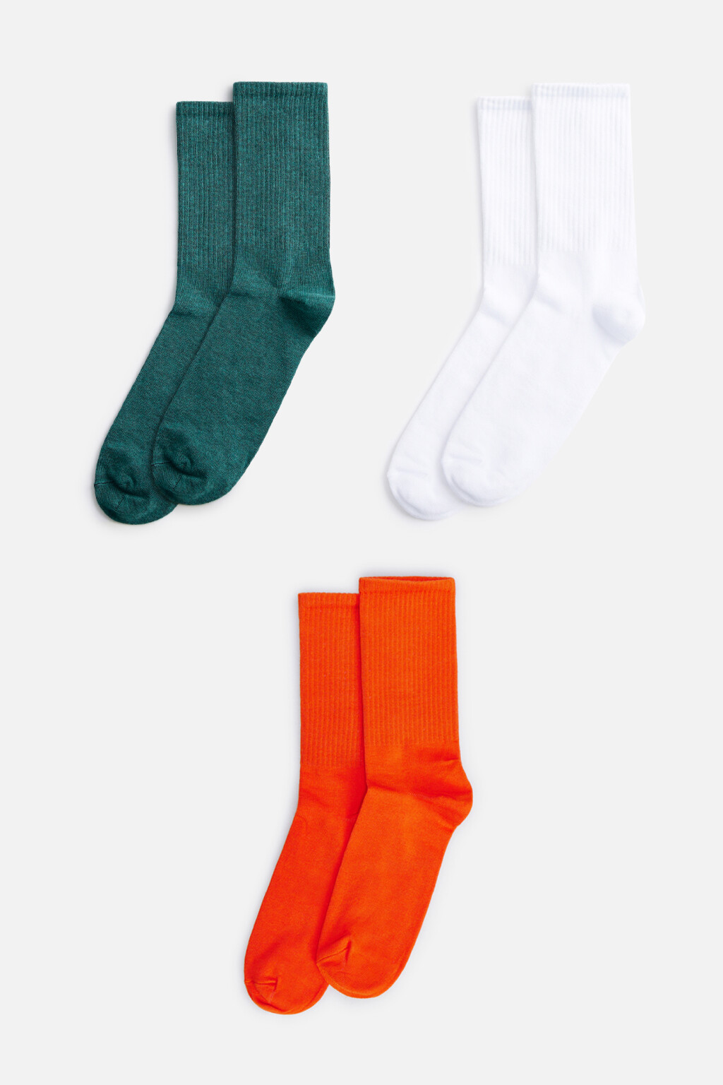 Набор носков высоких хлопковых (3 пары) - цвет белый - 1