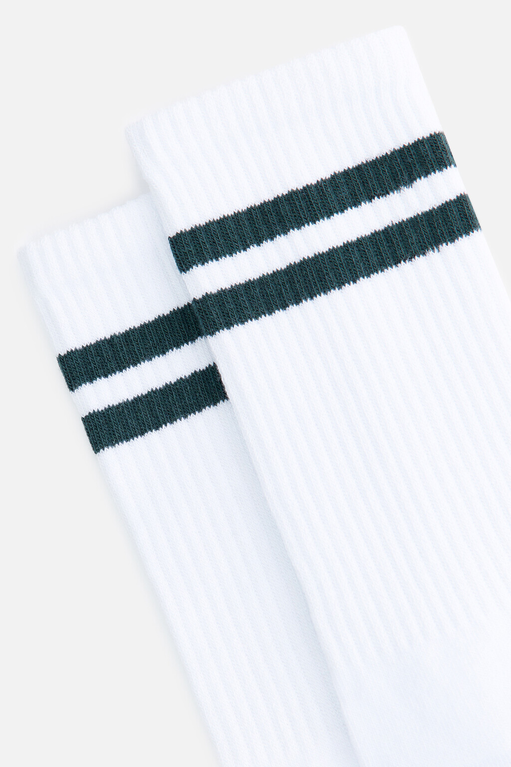 Носки высокие в рубчик с полосками - цвет зеленый - 2