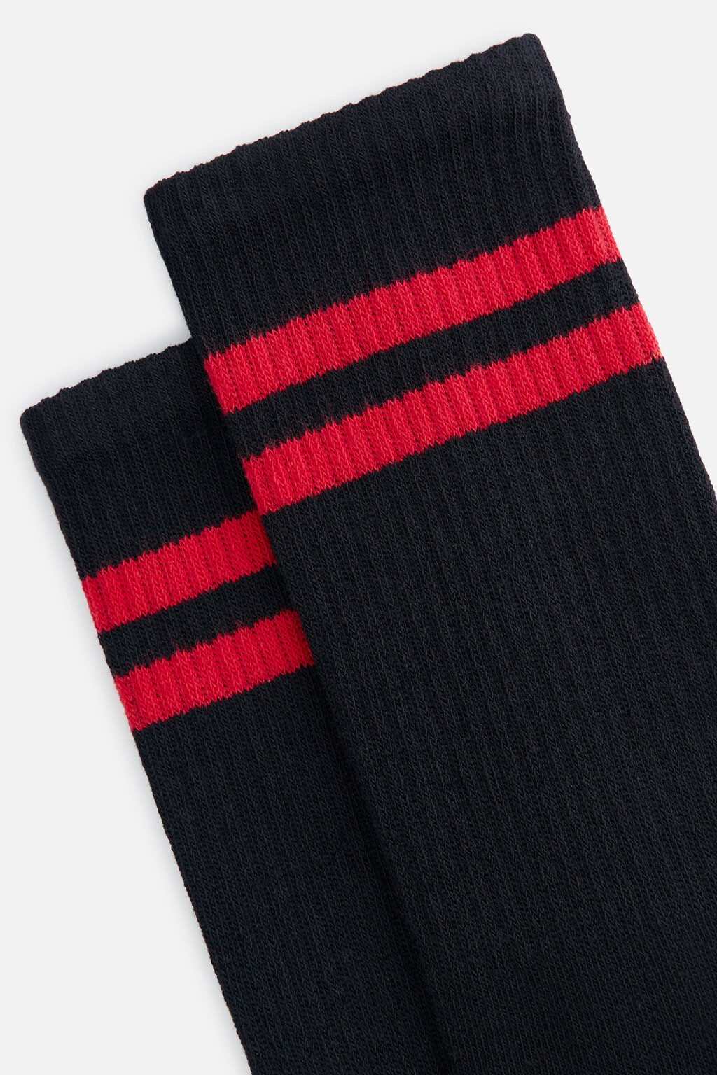 Носки высокие в рубчик с полосками - цвет черный - 2