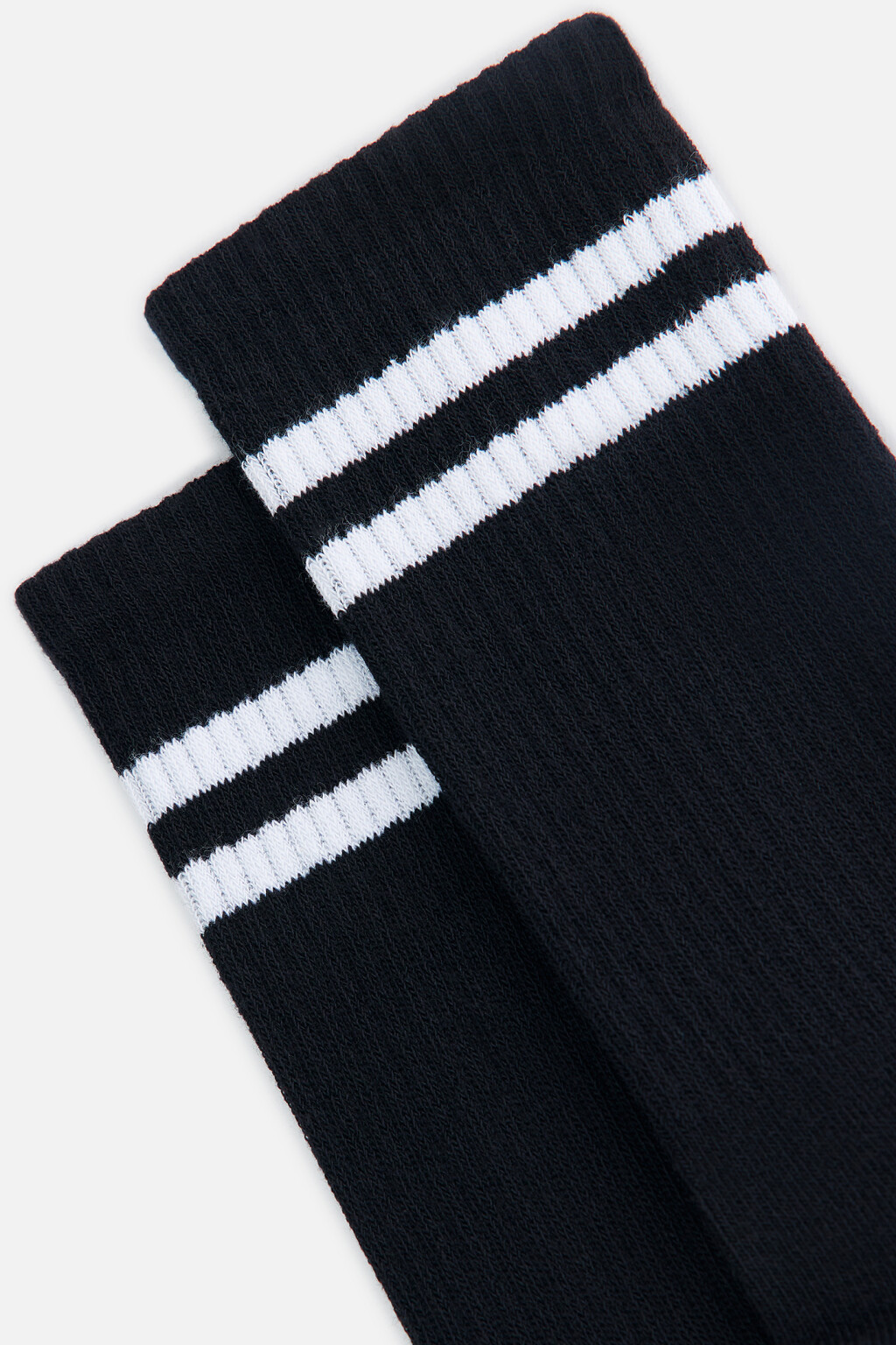 Носки высокие в рубчик с полосками - цвет черный - 2