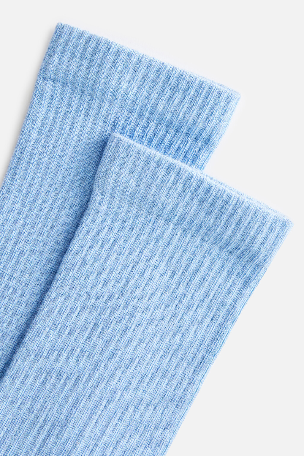 Носки высокие хлопковые в рубчик - цвет голубой - 2