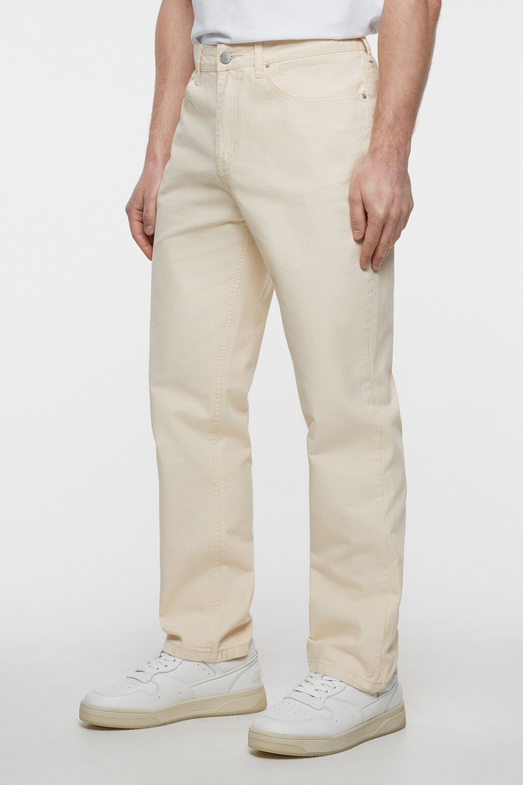 Брюки straight прямые хлопковые в базовых цветах - цвет бежевый - 2