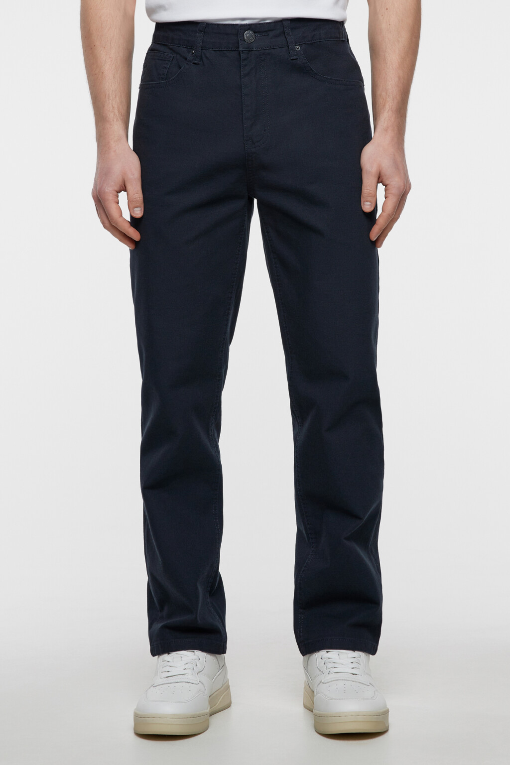 Брюки straight прямые хлопковые в базовых цветах - цвет синий - 2