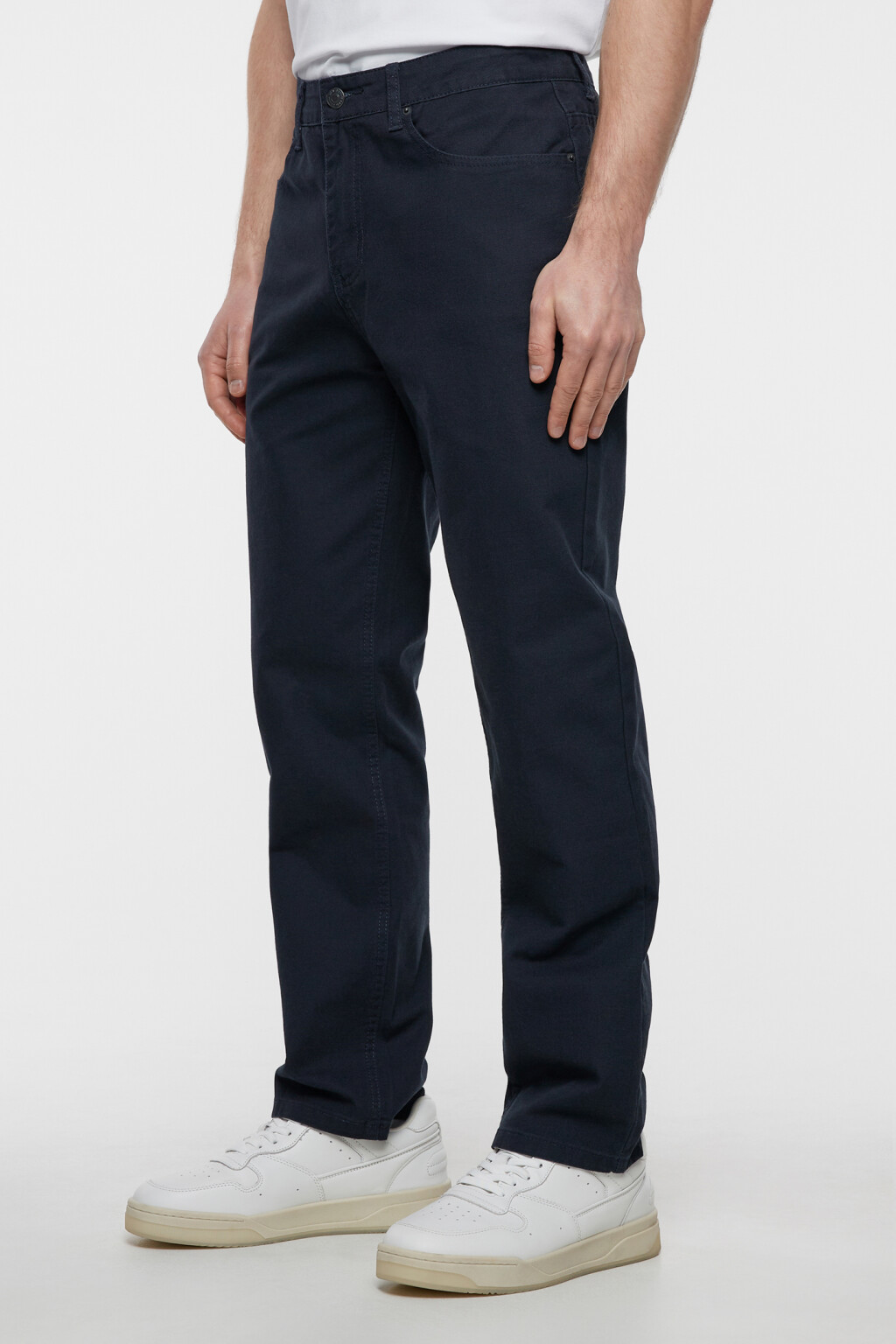 Брюки straight прямые хлопковые в базовых цветах - цвет синий - 3