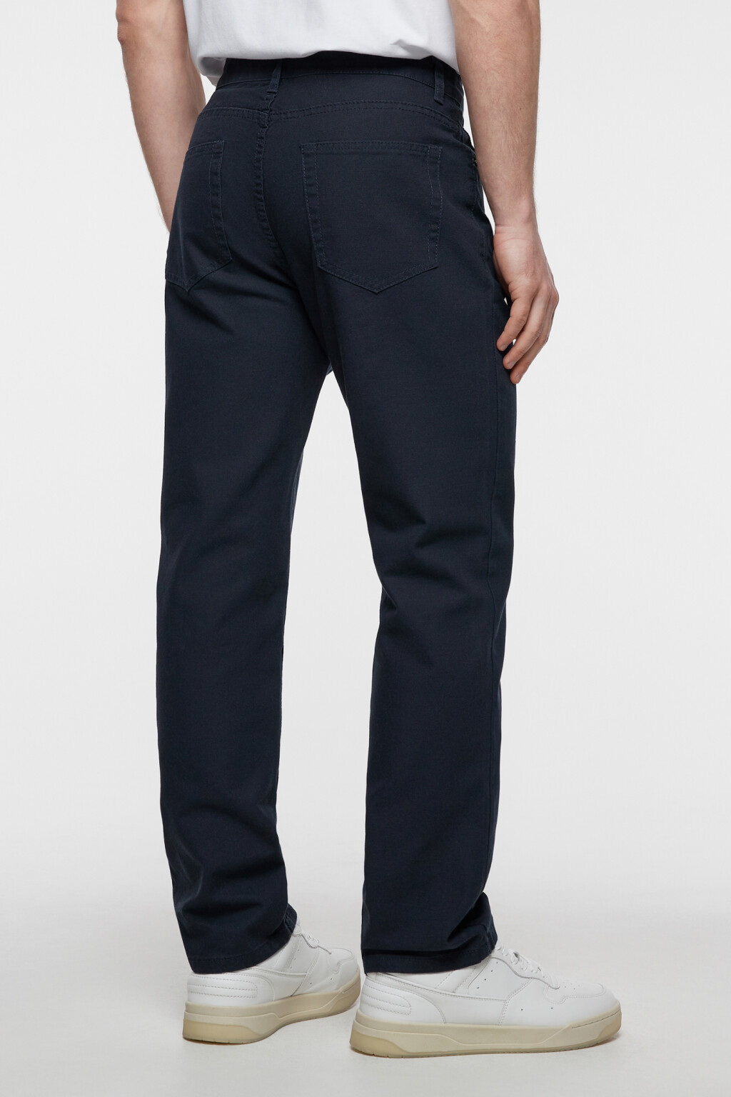 Брюки straight прямые хлопковые в базовых цветах - цвет синий - 4