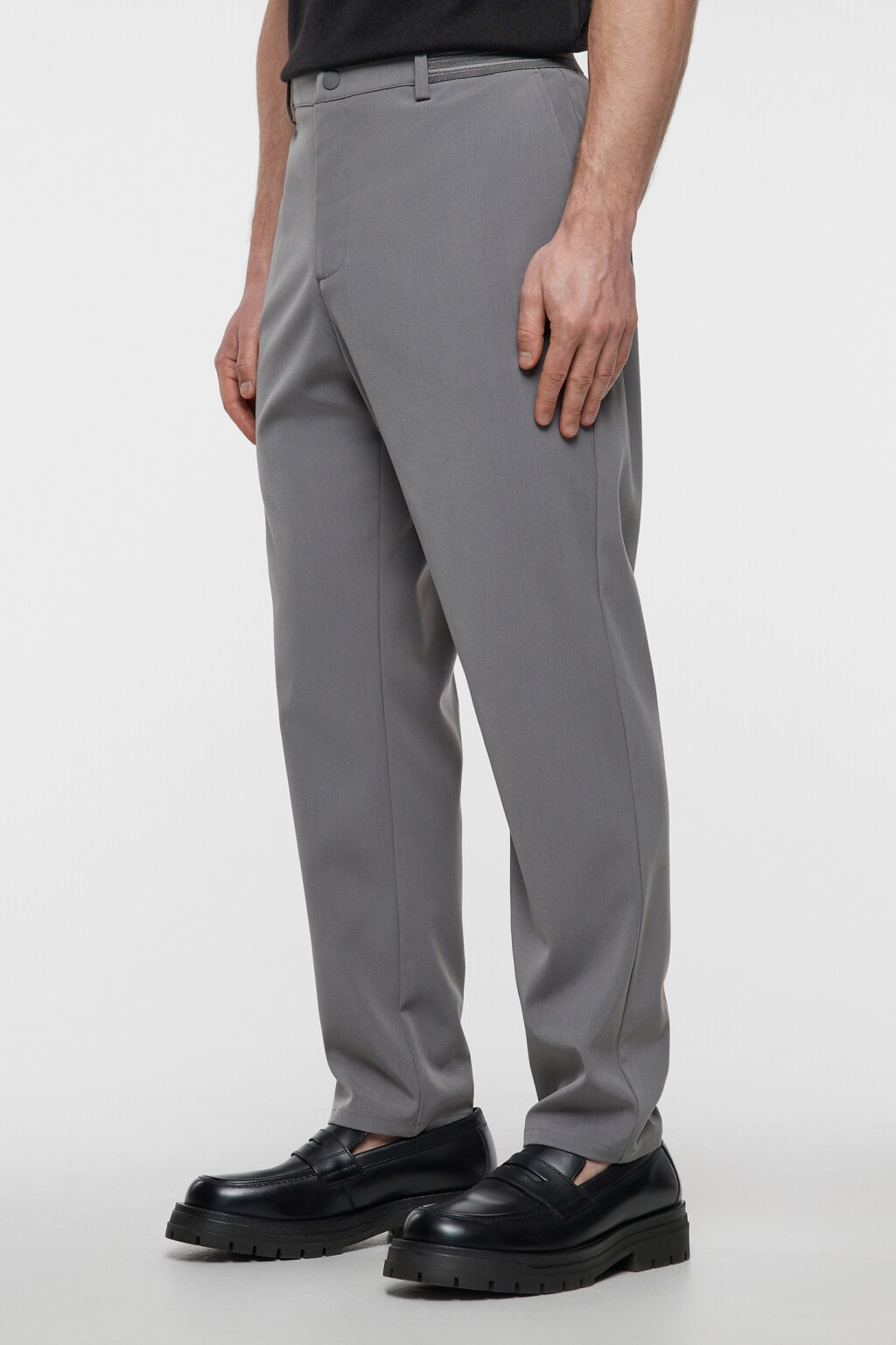 Брюки прямые костюмные со средней посадкой - цвет серый - 2