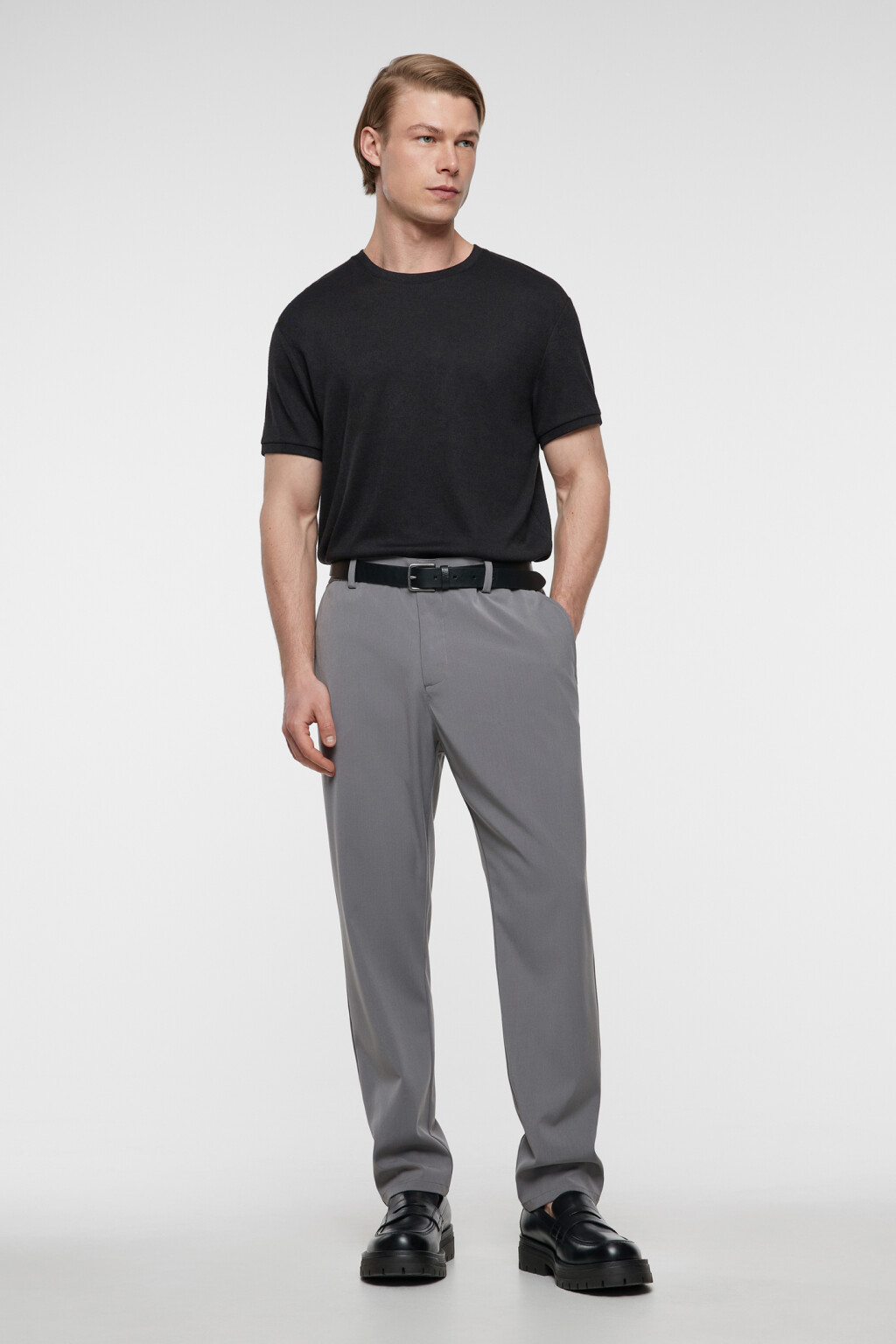 Брюки прямые костюмные со средней посадкой - цвет серый - 4