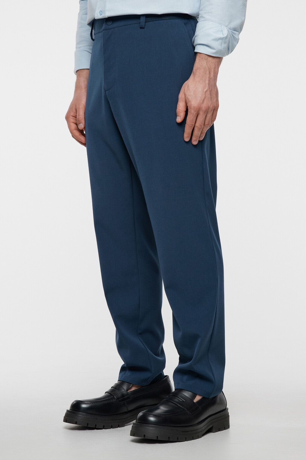 Брюки прямые костюмные со средней посадкой - цвет синий - 2