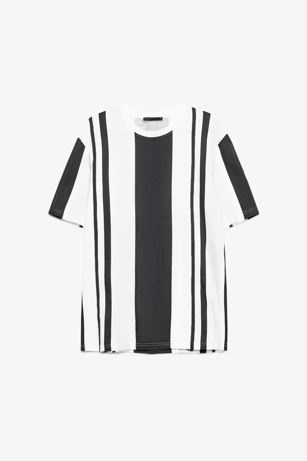 Футболка прямая хлопковая с принтом в полоску - цвет белый - 1