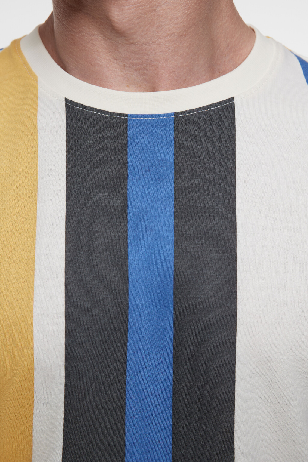 Футболка прямая хлопковая с принтом в полоску - цвет черный - 5