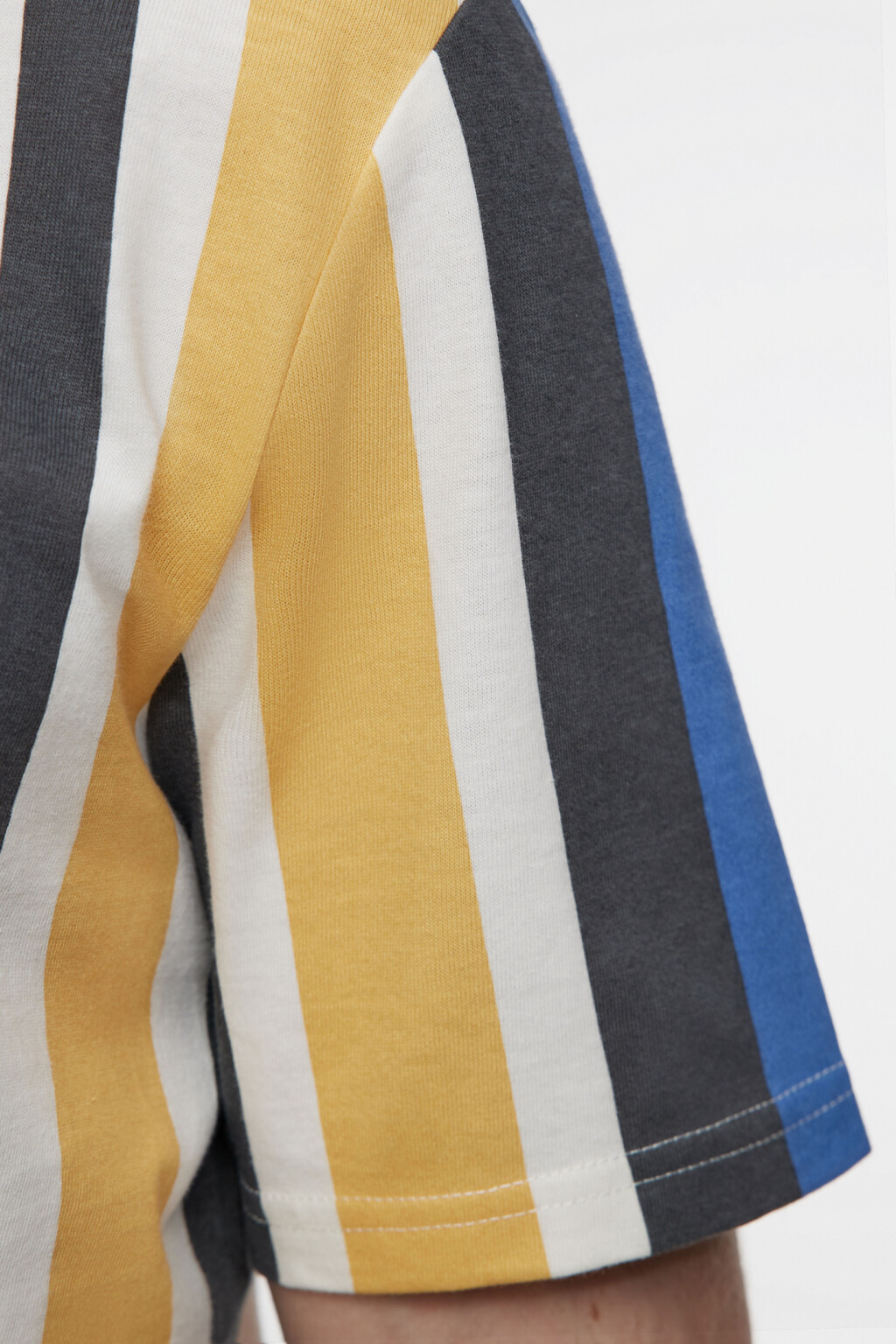 Футболка прямая хлопковая с принтом в полоску - цвет черный - 6