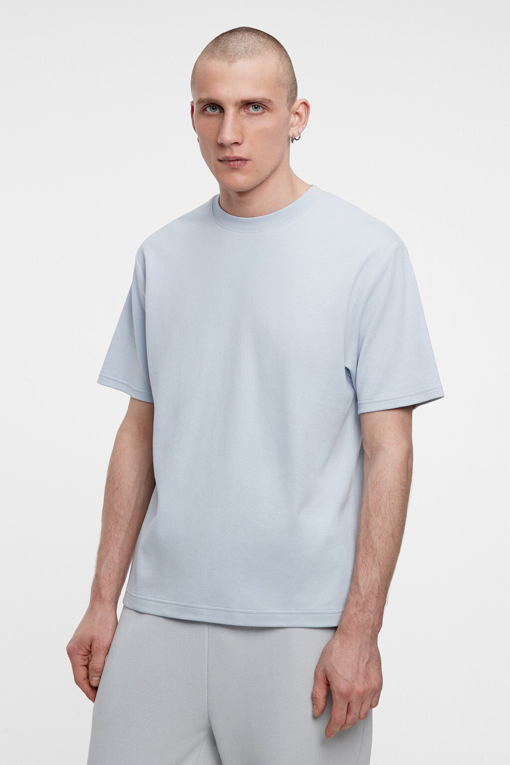 Футболка прямая хлопковая с короткими рукавами - цвет голубой - 2